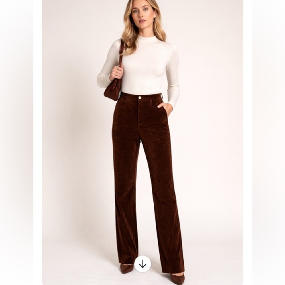𝅺MaxMara high waisted chestnut brown velour pants